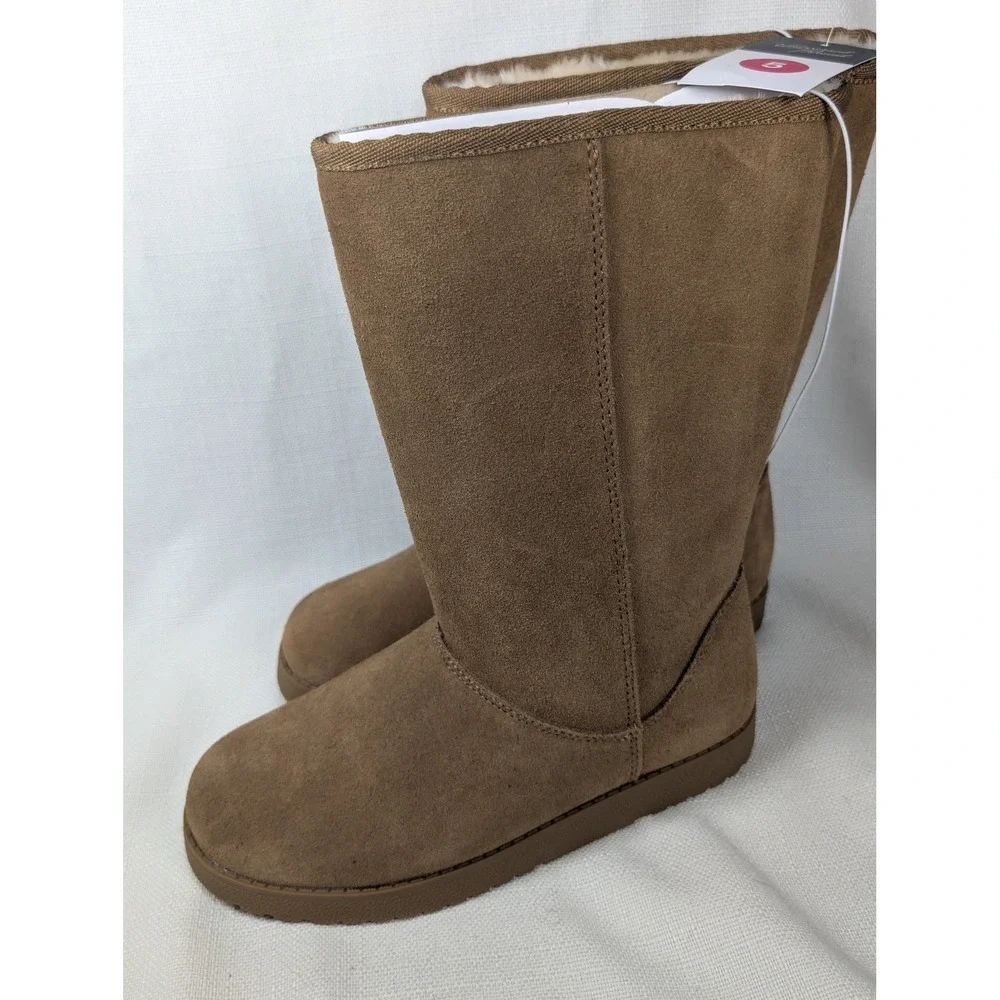 Universal Thread Sarah Suede Leather Boots Womens 5 Tan Shearling Lined‎ NWT
